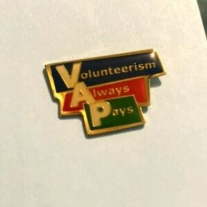 Volunteerism Always Pays‎ Volunteer Lapel Pin Enamel Gold Tone